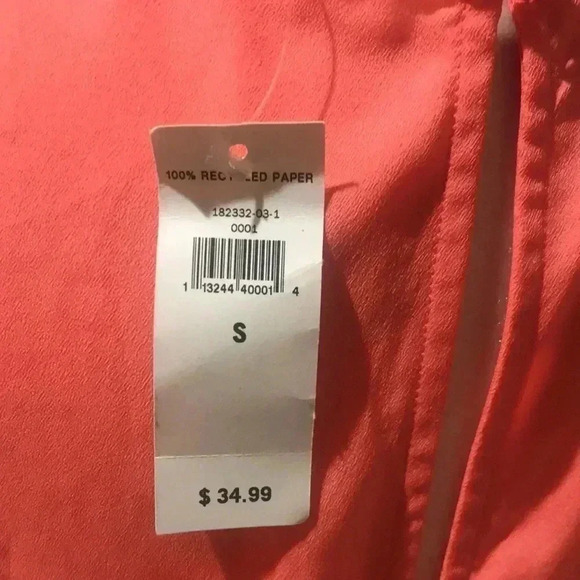 Banana Republic Blush Colored Sleeveless Mixed Fabric Top with Peephole Back-S - Picture 6 of 6